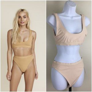 NWT DIPPIN DAISY Nude High Waisted Bikini Set